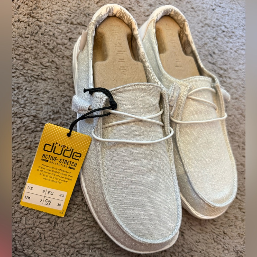 Hey Dude Silver Woman’s Size 9 NWT